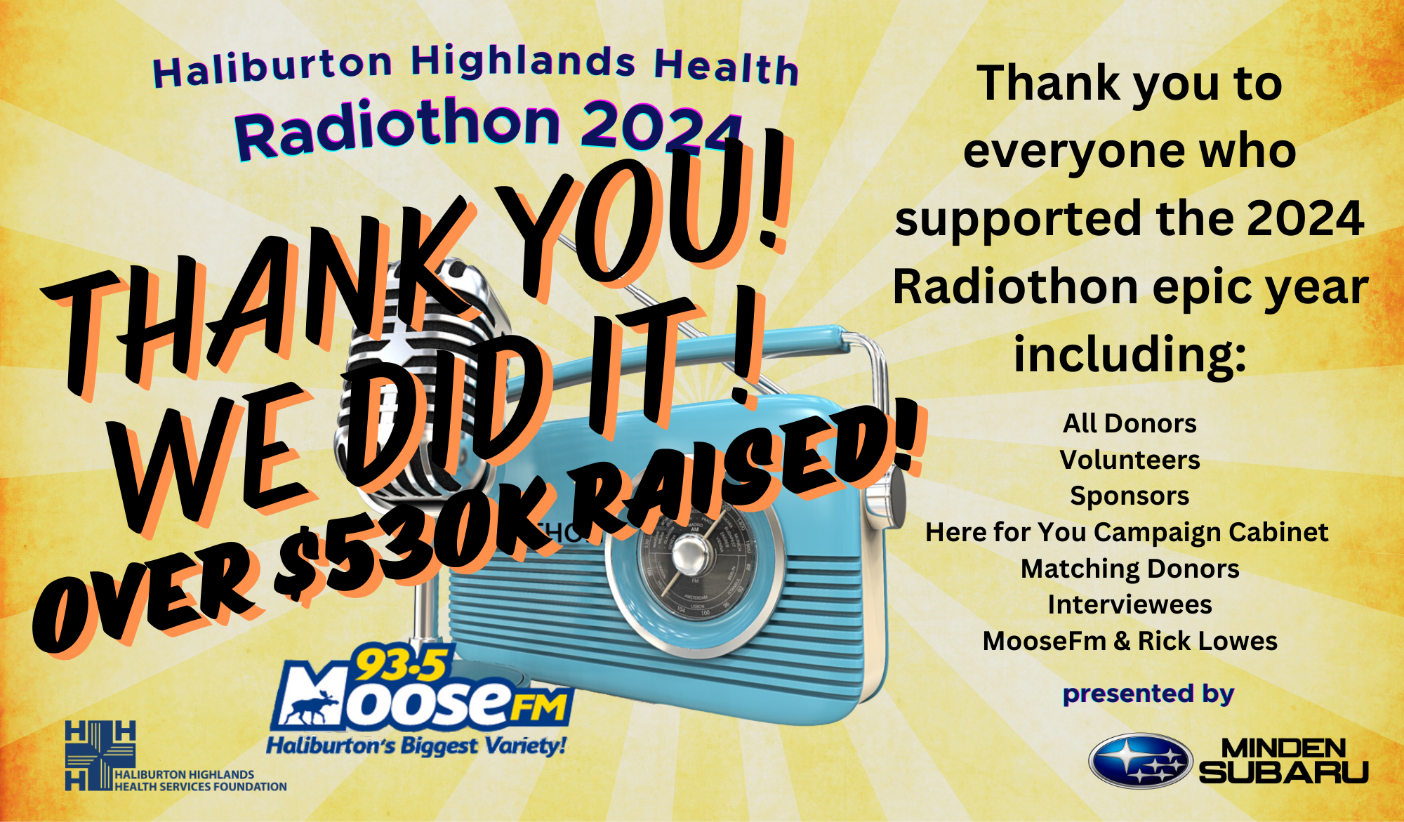 We did it! Over 530K raised for HHHSF